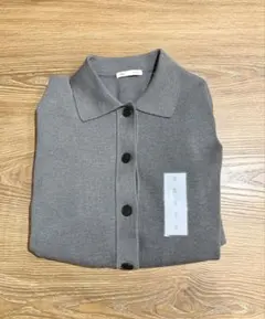 GU women ミラノリブポロカーディガン　06グレー　S