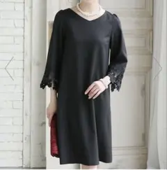 新品タグ付き 美品 POUR VOUS レース&プリーツサックパーティードレス