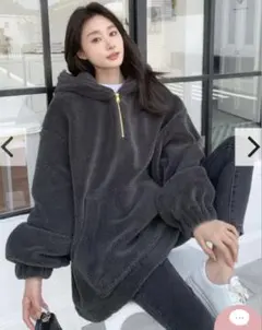 【美品】Birthday Bash ボア フリース フーディ パーカー グレー