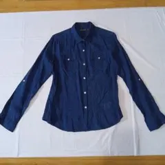 Mサイズ 100%フレンチリネン 長袖シャツ