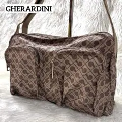 美品✨ゲラルディーニ ショルダーバッグ ソフティ ナイロン Wポケット ブラウン