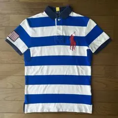 XS ポロラルフローレン ビッグポニー 星条旗 半袖ポロシャツ ボーダー