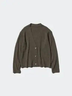 UNIQLO ウォッシャブルニットリブカーディガンL dark green