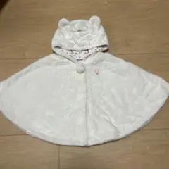 ミキハウス フリース ベビーポンチョ　うさ耳付きフード
