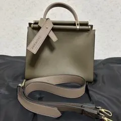 アネモネ ANEMONE バイカラーのスクエア2WAYバッグ カーキ