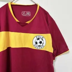 エーエス Tシャツ Vネック 半袖 ナンバリング S 赤 黄 ポリエステル