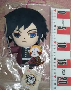 紙タグ付き　鬼滅の刃　水柱　冨岡義勇　あらいぐまラスカル　コラボぬいぐるみ