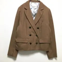 レトロガール　テーラード　ジャケット　裏地デザイン　ショート丈　ベージュ