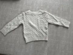 petit main ホワイト ケーブル編み ニット M