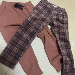 チェック柄ロングパンツ ブラウン系　二点セット