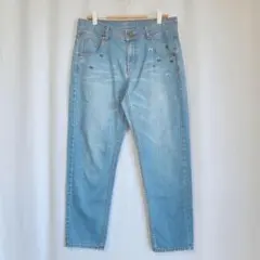 franche lippee デニム テーパード リボン M 水色.2463