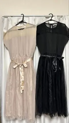 オケージョンドレス　黒　ベージュ