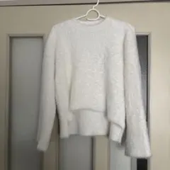 ホワイト ニットセーター 長袖のサムネイル