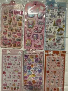 サンリオキャラクターキティーちゃん3D水シールぷくぷくシール6枚セット