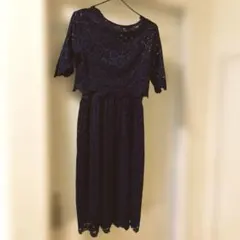 【美品】スウィートマミー 授乳ワンピース ネイビー レース フォーマル