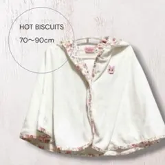 HOT BISCUITS フラワープリントポンチョ 70〜90cm