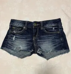 美品　ショートパンツ デニム　ダメージ　INGNI イング　XS ブルー