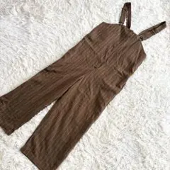 スピックアンドスパン　サロペット　オーバーオール　ブラウン　ストライプ　38