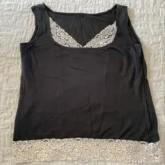 Ｌ⭐︎黒のレース装飾タンクトップ