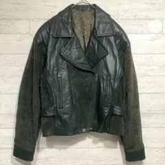 シープスキン 羊革 ライダース ジャケット 【M】 異素材 裏地 ペイズリー