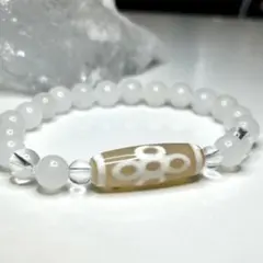 【財産増大】閃電五眼天珠 白翡翠 ブレスレット パワーストーン レディース