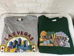 LAS VEGAS 프린트 티셔츠 그레이 M 2장 세트