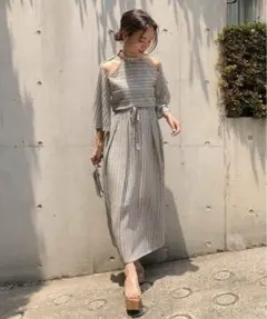 ameri】 medi back open cotton dress (M) - メルカリ
