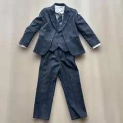 スーツ5点セット　グレーチェック　110cm（シャツ120cm）