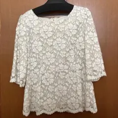ROPE アイボリー レース 五分袖 ブラウス