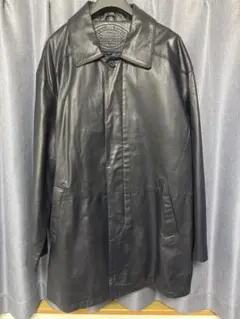 黒レザーコート ロングタイプ