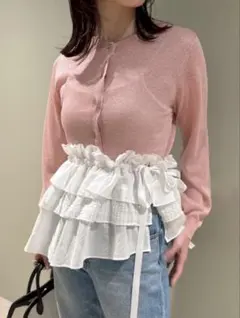 【lily brown】ラメシアーニットカーディガン/ハンドウォッシャブル