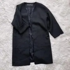 ZARA BASIC ノーカラーコート ブラック M ロング ジャケット 羽織り