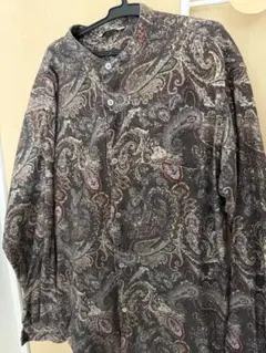 URBAN RESEARCH DOORS ペイズリー柄 バンドカラーシャツ 長袖