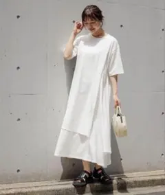 レイヤード風 フレアワンピース ロング丈のサムネイル