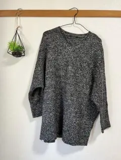 INGNI Vネック長袖セーター ブラック・ホワイトミックス