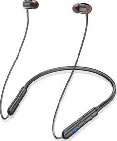 ☘️ネックバンド型　ワイヤレスイヤホン　ブラック　USBケーブル付き