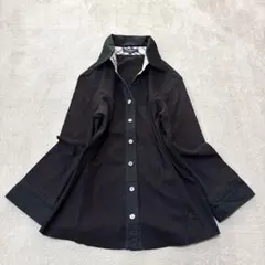 未使用級 バーバリーロンドン 長袖シャツ ノバチェック ホース刺繍 ブラック