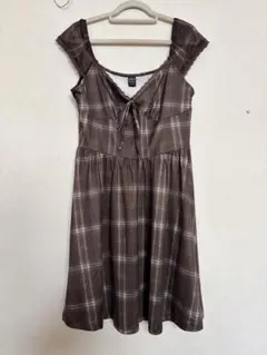 SHEIN ブラウンチェック ノースリーブワンピース M