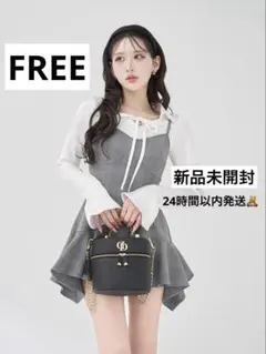 【新品未開封】darich レイヤードランダムヘムチェックミニワンピース グレー