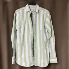美品　ZARA ザラ　緑と水色のストライプシャツ S