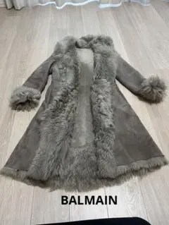 BALMAIN 羊革　ダブルフェイスコート グレー 9号