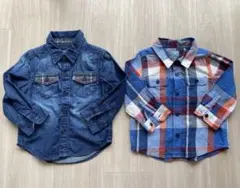 baby GAP デニム チェック 長袖シャツ2点 ワイシャツ　春先 柔らか素材