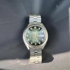 電池交換済・ベルト新品】SEIKO QR メンズ 腕時計 グリーン文字盤