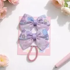 パープルリボンヘアゴム2個セット