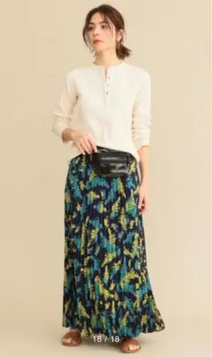 BEAUTY&YOUTH❤︎リーフプリントプリーツマキシスカート