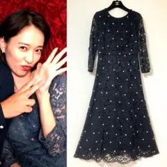 美品✨グレースコンチネンタル ロングワンピース レース 星刺繍 戸田恵梨香 36 セール】 レース刺繍ロングワンピース （ミニ丈・ひざ丈ワンピース