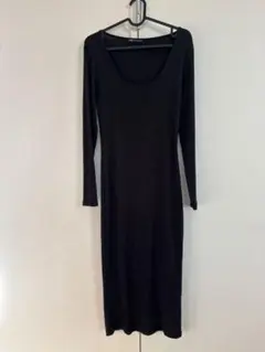 ZARA/ブラック ロングニットワンピース 長袖