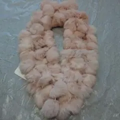 リアルファー毛皮ラパンボールマフラーベビーピンク未使用品レアカラー