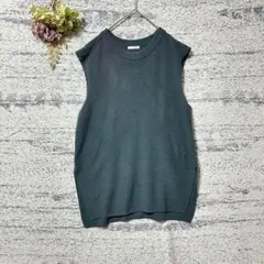 GU ウォッシャブルフレンチスリーブセーター　グリーン　Sサイズ　重ね着　ニット