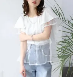 fifth チュールドッキングフリルTシャツ　新品のサムネイル